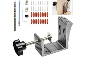 EUASOO Pocket Hole Jig Kit Woodworking Punch Tool All-Matel Pocket Drill Hole Jig with Joint Angle Guide Tool