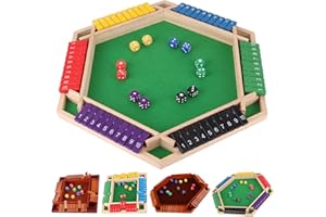 2026 New Shut The Box Game, Four-Sided Six-Sided Flip Card Game Toys with 8 or 12 Dices, 4 or 6 Sideds Family Math Games for 