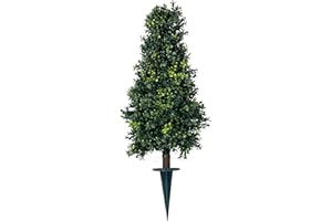 Artificial UV Rated 30'' Boxwood Cone Topiary w/Spike, Silk Tree Warehouse Indoor Outdoor Tree Bush Ball Plant Evergreen Pine (LLC100389Y)