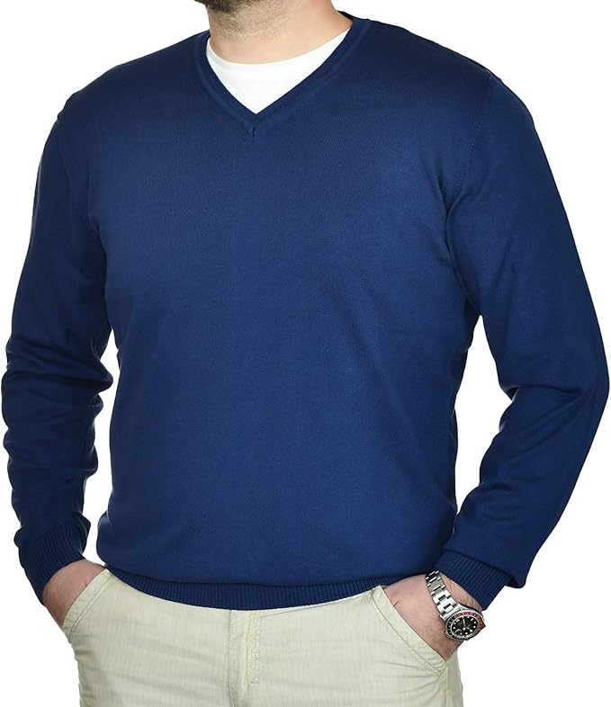 Jersey De Punto Ligero Con Cuello En V Para Hombre - Suéter Básico Acrílico-lana - Tallas S A XXL - Ideal Invierno, Otoño Y Primavera