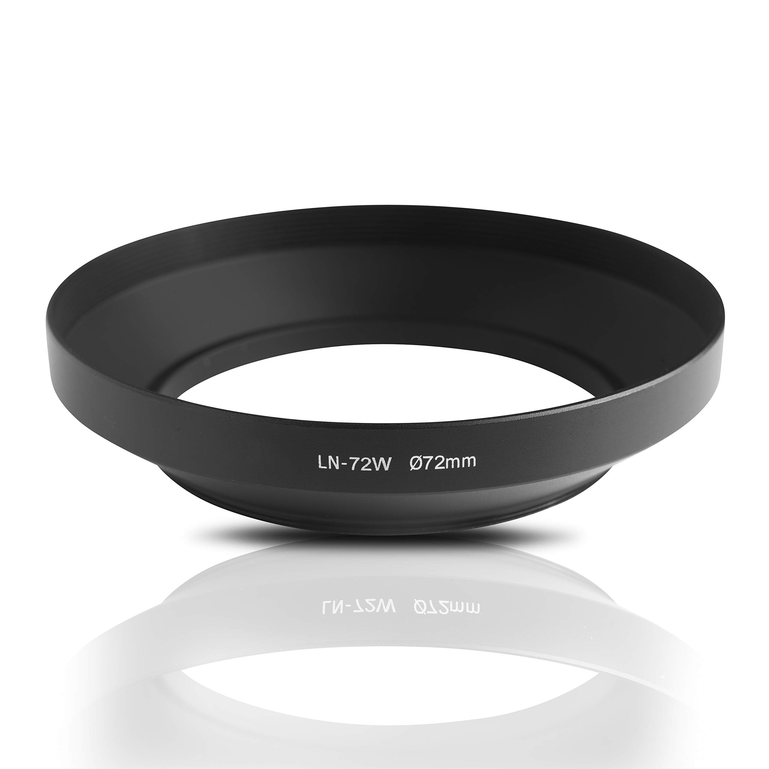 Lens hood made metal (aluminum). For screwing in and for wide-angle lenses. For Canon Sony Nikon Pentax Olympus Leica Fujifilm Panasonic (72mm)