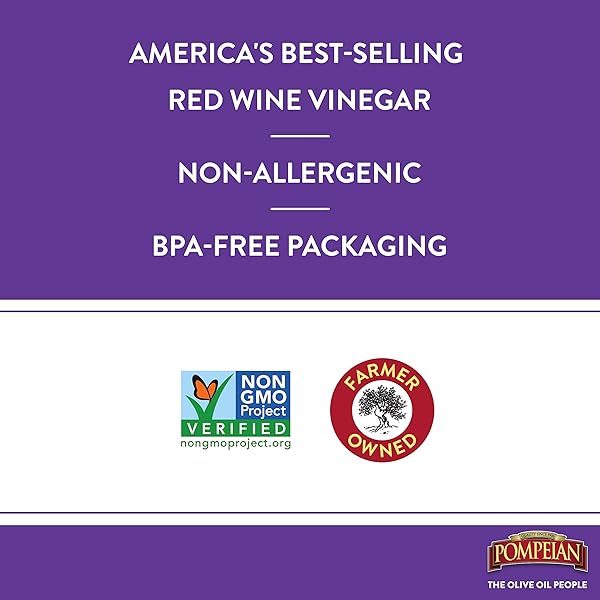 POMPEIAN GOURMET RED WINE VINEGAR, PERFECT FOR SALAD DRESSINGS, MARINADES & SAUCES, NATURALLY GLUTEN FREE, 30 OUNCE