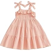 Kavousa Toddler Girl Dress Baby Girls Summer Clothes Linen Sleeveless Smocked Dresses Boho Dresses Casual Infant Sundress
