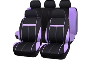 CAR-GRAND Universal Fit Sporty Cloth Full Set Car Seat Covers,Fit for Car,Truck,Sedan,Vans,SUV,100% Breathable,Washable, Airbag Compatible,Zipper Design