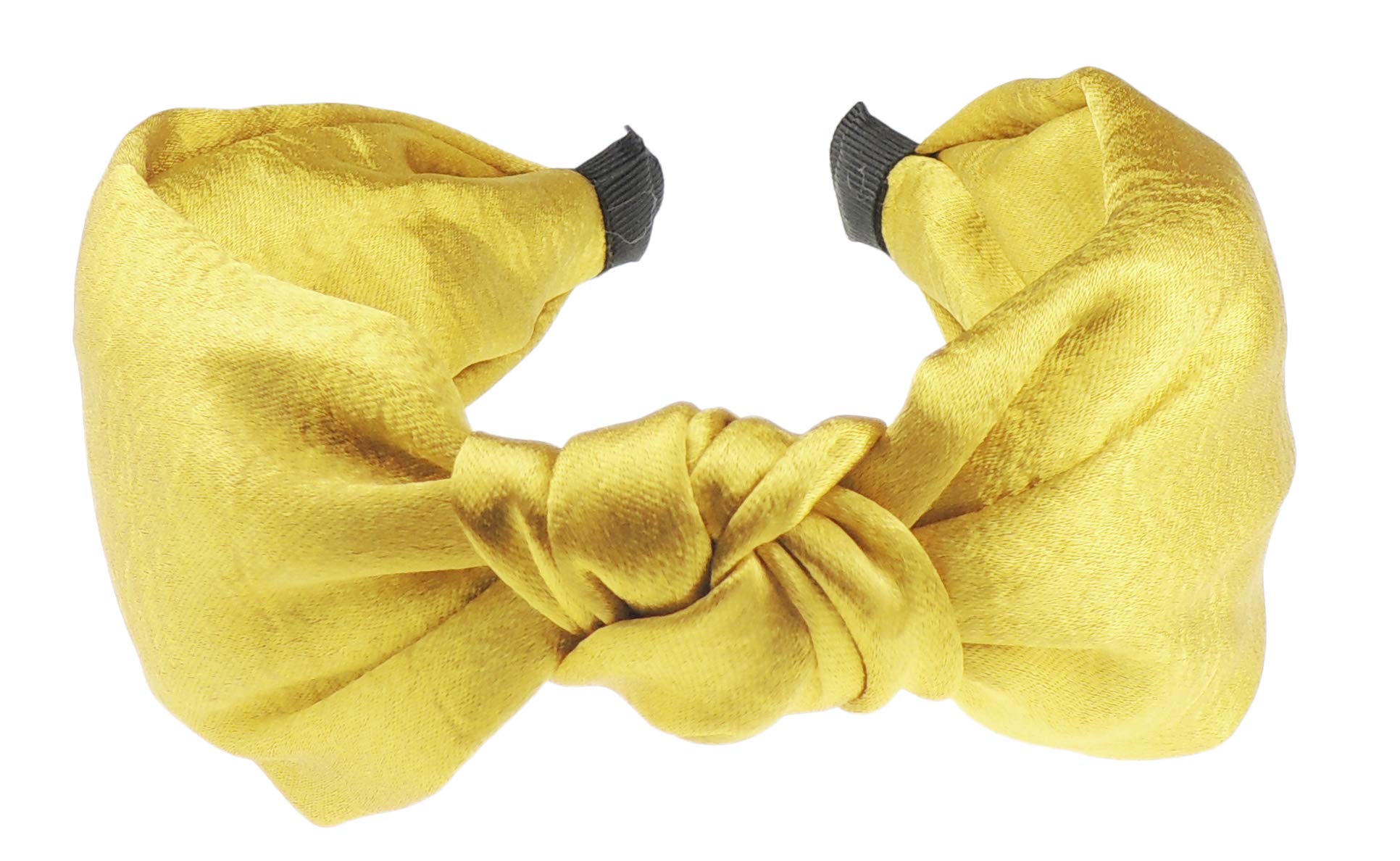 Ladies Wide Thick Draped Slinky Satin Top Knot Fashion Formal Summer Fabric Boho Vintage Headband Alice Band Women Hair Accessory Hairband Christmas Birthday Wedding Guest (Old Gold)