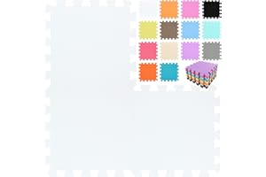 qqpp EVA Rubber 18 Tiles Interlocking Puzzle Foam Floor Mats - Baby Play Mat for Playing | Exercise Mat for Home Workout. White. QC-Ab18N