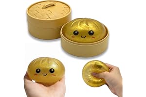 Aglacynorath Glitter Dumpling Squishy, Giant Glitter Dumpling Box, Colorful Stretchy Decompression Sensory Toy, Soft Squeeze 
