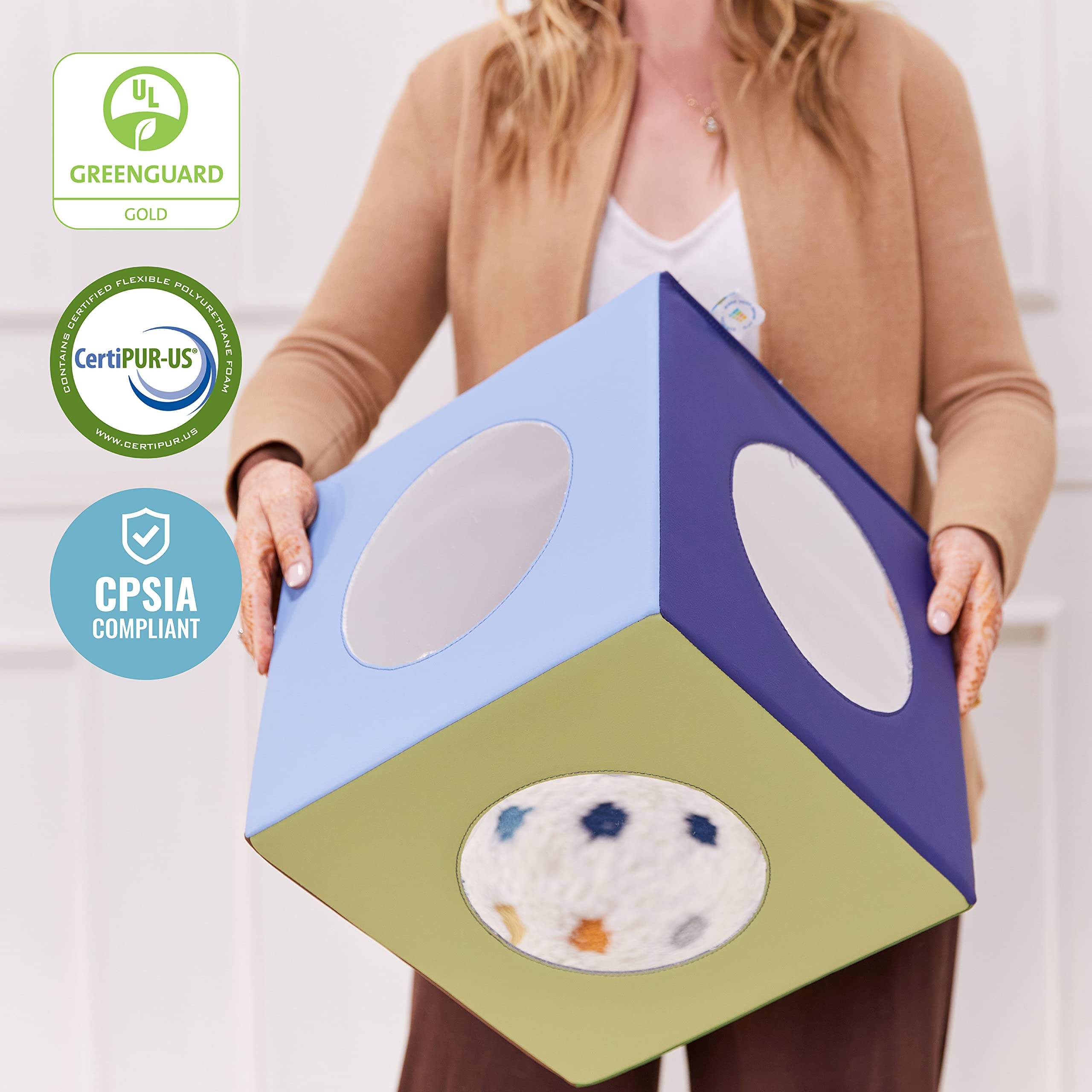 ECR4Kids SoftZone Mirror Cube, Sensory Toy, Earthtone