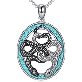 YAFEINI Snake Necklace for Women 925 Sterling Silver Double Black White Snake Pendant Necklace Jewelry Gifts for Women Men