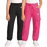 Real Love Girls Sweatpants - 2 Pack Lighweight Soft Fleece Cargo Pants & Jogger Sweatpants for Girls (Sizes 7-16)