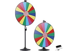 Smartxchoices 36" Spinning Prize Wheel, Casino Prize Wheels Height Adjustable Dual Use Tabletop or Floor Stand, 18 Slots Wheel Spinner Game with Dry Eraser & Marker, Trade Show Carnival Fortune