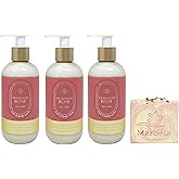Bath & Body Works Aromatherapy Heirloom Rose 3 Pack Body Lotion Bundle with a Himalayan Salts Springs Bar Soap - Full Size