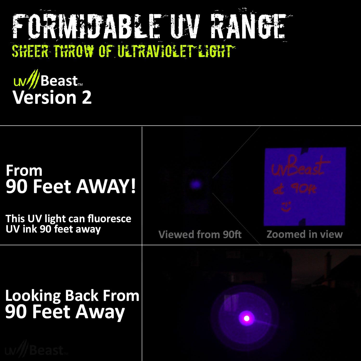 uvBeast V2 - Black Light UV Flashlight with HIGH DEFINITION with Flood Effect 385-395nm UV Best for Commercial/Domestic Use Works Even in Ambient Light – USA Stock – UK Design - - 
