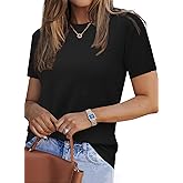 Arach&Cloz Women's Lightweight Wool Blend Short Sleeve Sweater Top Business Casual