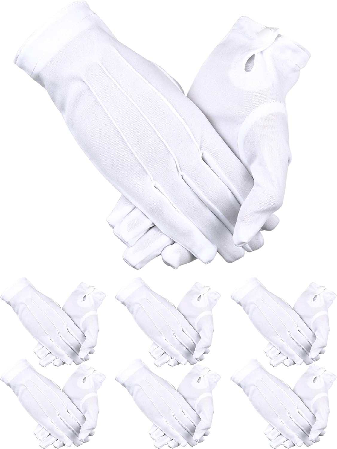 SATINIOR 6 Pairs Nylon Cotton Gloves for Police Formal Tuxedo Guard Parade Costume(White): Clothing