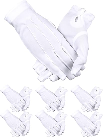 Amazon 6ペア ホワイトナイロン手袋 警察 フォーマル タキシード ガード パレード コスチューム ホワイト メンズ 通販
