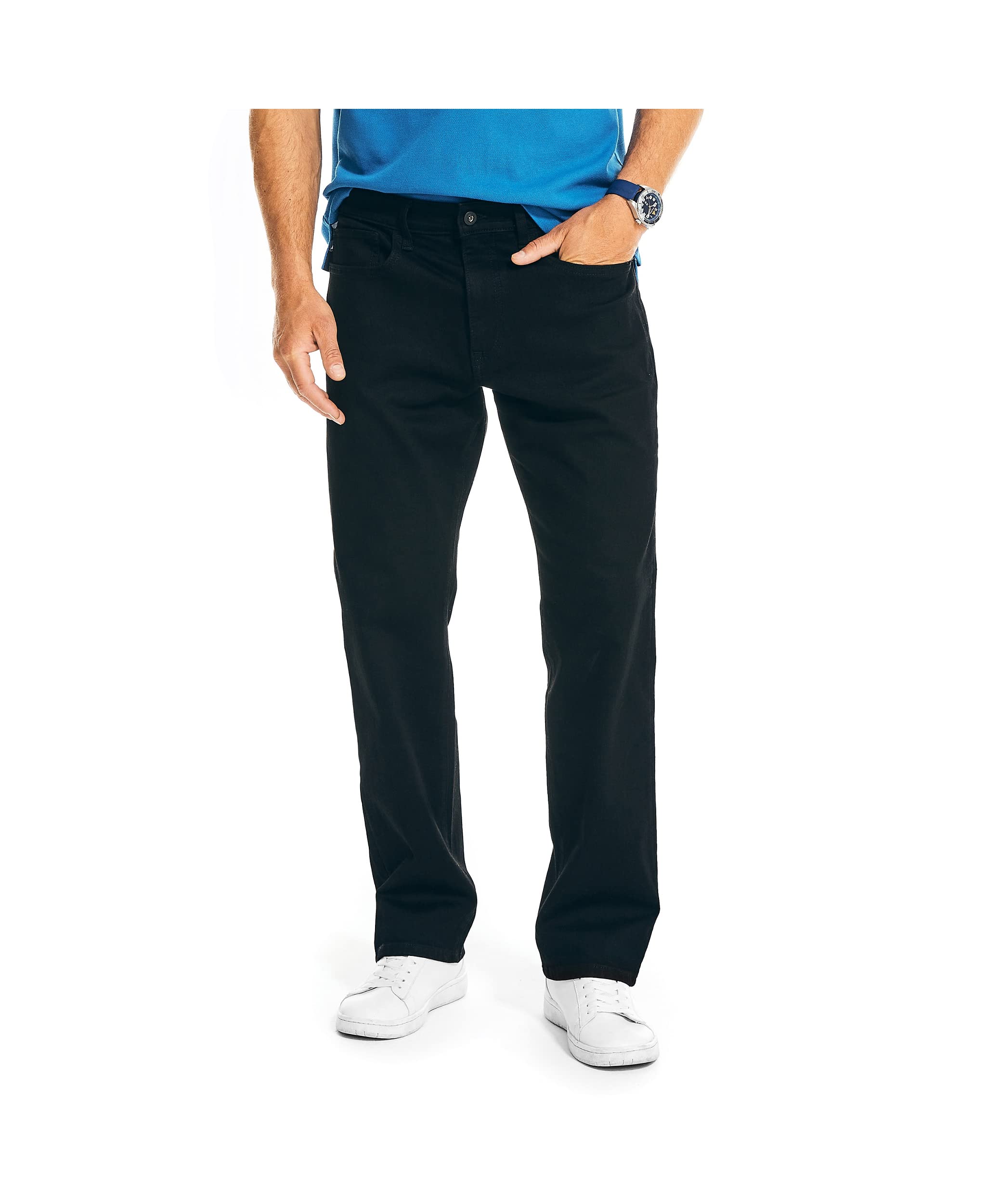Nautica Men’s Relaxed Fit Denim Jeans, Black Ink, 40W x 32L