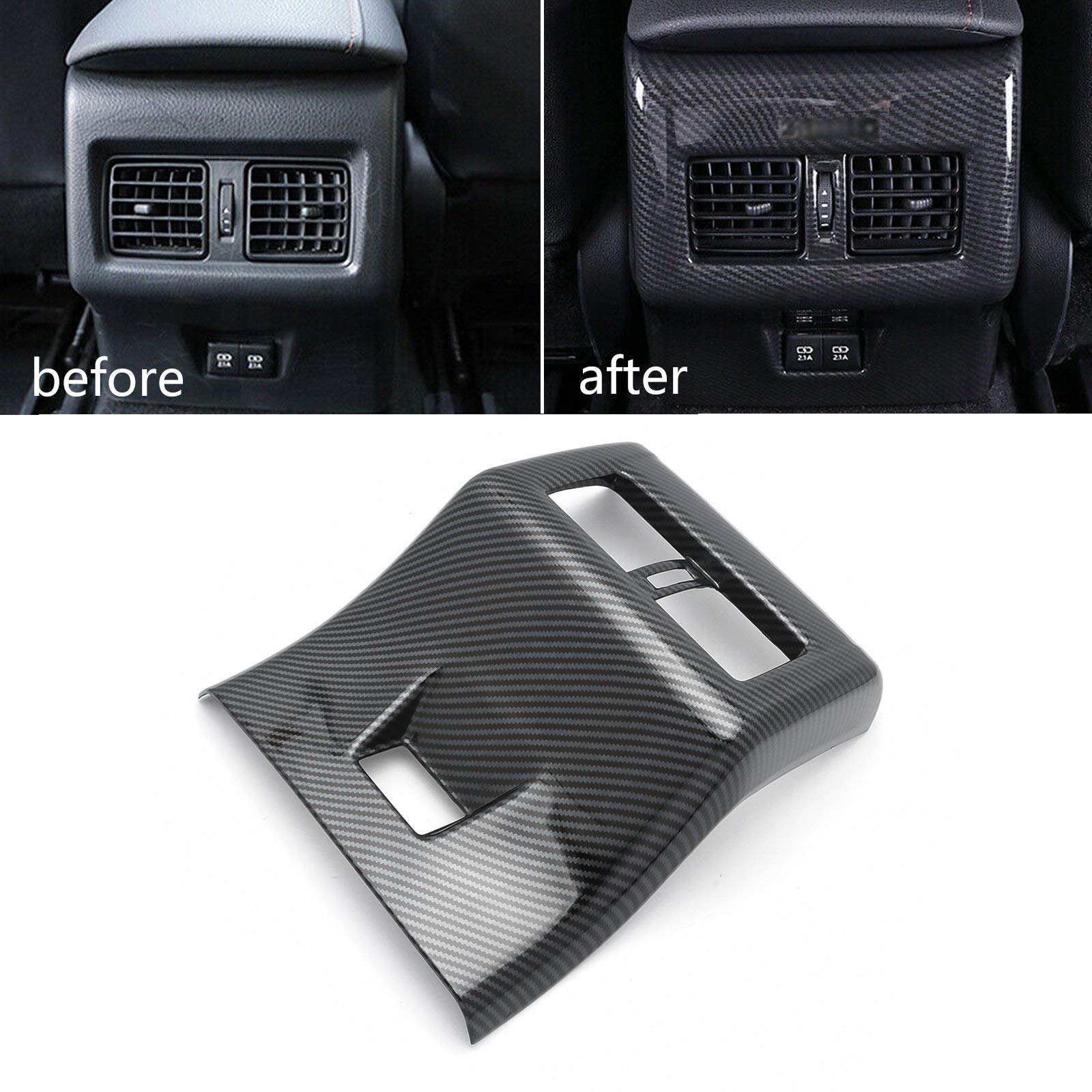 Xotic Tech Rear Air Outlet AC Vent Cover Molding Trim Compatible with Toyota Camry 2018 2019 2020 2021 (Carbon Fiber Pattern)