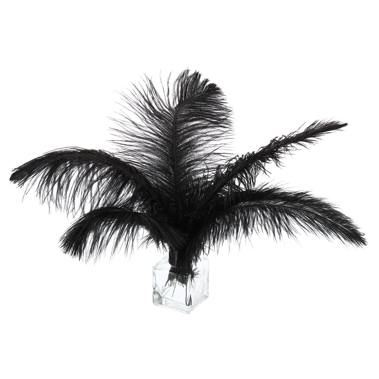 PATIKIL 120 Pcs Natural Black/White Ostrich Feathers for Wedding Party Centerpieces, Flower Arrangement and Home Decoration (Black)