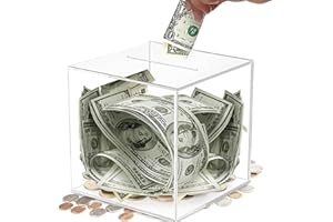 MYTOAU Clear Acrylic Piggy Bank for Adults Must Break to Open, Money Saving Box for Cash, Unopenable Savings Coin Jar (12 * 1