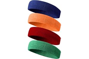 Tanluhu Sweatbands Sport Headbands for Men & Women,Terry Cloth Sweat Band for Tennis, Running, Basketball, Working Out, Execise - Athletic Sweat Cotton Headband Outdoor