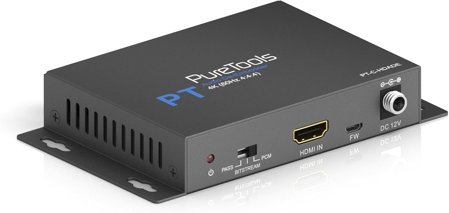 PureTools PT-C-HDADE HDMI Audio De-Embedder, 4K (60Hz 4:4:4), black