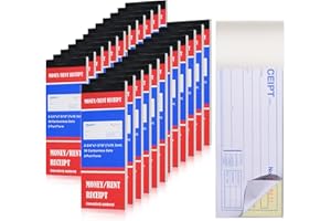 OLUTACOT 24 Pads Money and Rent Receipt Book 2.75 x 7.2 Inch Receipt Log Book Bound Cover 2 Part Carbonless Receipt Book with Carbonless Copies 50 Sets Per Book