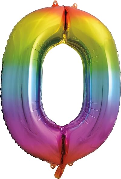 Unique 0-Shaped Rainbow Foil Balloon 86cm Party Decor 1 Pc