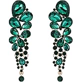 EVER FAITH Women's Austrian Crystal Gorgeous Tear Drops Wedding Dangle Clip-on Earrings