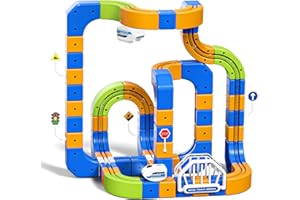 Fortand Electric Train Set for Kids, 225Pcs(80Track+2Car) 3D Infinity Track Blocks DIY STEM Railroad Building Toy Educational