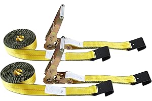 Autofonder 2 Pack 2" x 27' Ratchet Straps Heavy Duty-3333 LBS Working Load-10000 LBS Break Strength-Flat Hook Cargo Straps Perfect for Moving Appliances, Lawn Equipment and Motorcycles