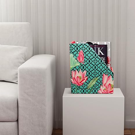 SEJ Floral Green Magazine cum Newspaper stand/Rack in Wood
