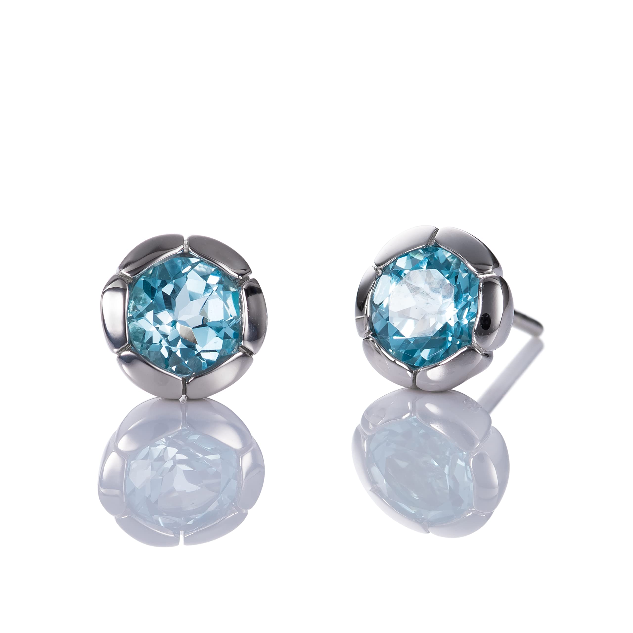 Namana 925 Sterling Silver Earrings for Women with Blue Topaz Gemstones, Solid Silver Blue Topaz Earrings for Women, 925 Silver Stud Earrings for Women with Gems, Natural Gemstone Earrings for Women