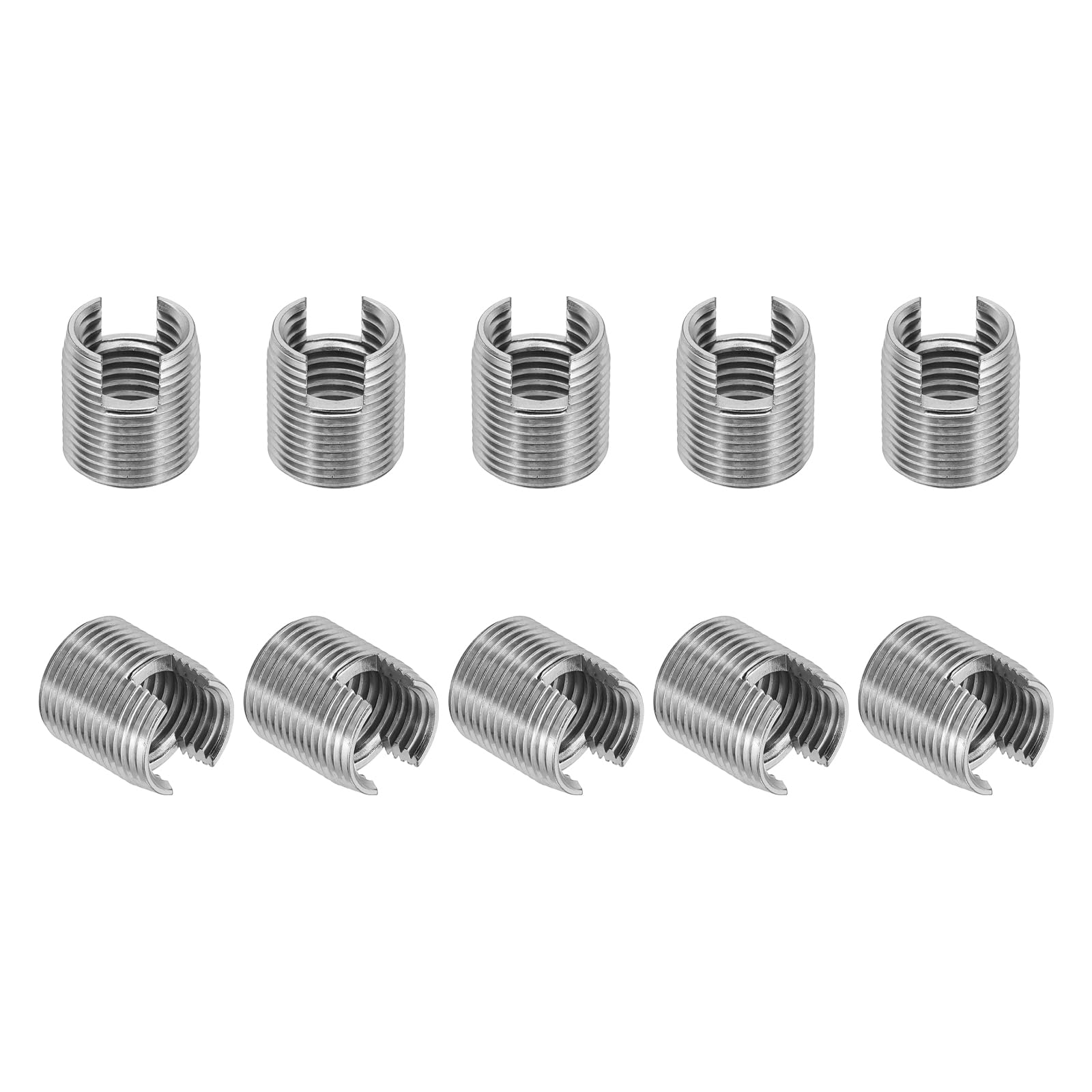 PATIKIL Self-Tapping Threaded Inserts, 10 Pcs M16 x M20 x 22mm 303 Stainless Steel Thread Adapter Reducer Slotted Screw Repair Inserts Nuts Sleeve — image 1