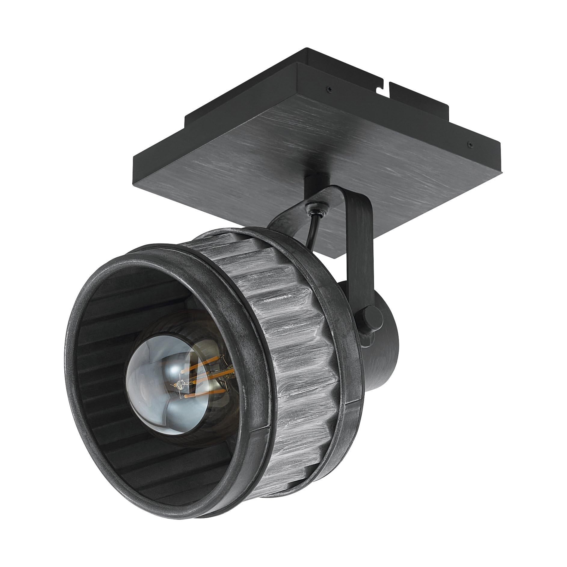 EGLO Indoor Wall Light Turrock, Vintage and Industrial Style Wall Lamp Made of Black Metal with Grey Patina, Spotlight for Living Room and Bedroom, E27 Socket