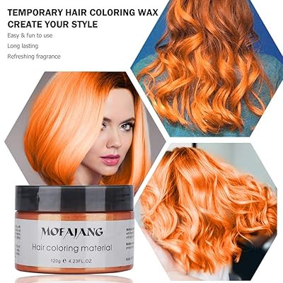 Buy Orange Hair Coloring Wax Wash Out Hair Color Temporary Hairstyle Cream 4 23 Oz Hair Pomades Natural Hairstyle Wax For Men And Women Orange Online In Indonesia B07tx79sc4
