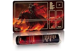 PARTYPDA MTG DND Play Mat Game Mat - 3MM Thick High-Density Non-Slip Surface, Stitched Reinforced Edges for Magic playmats, DND Tabletop RPG, TCG Card Games (Dragon 4)