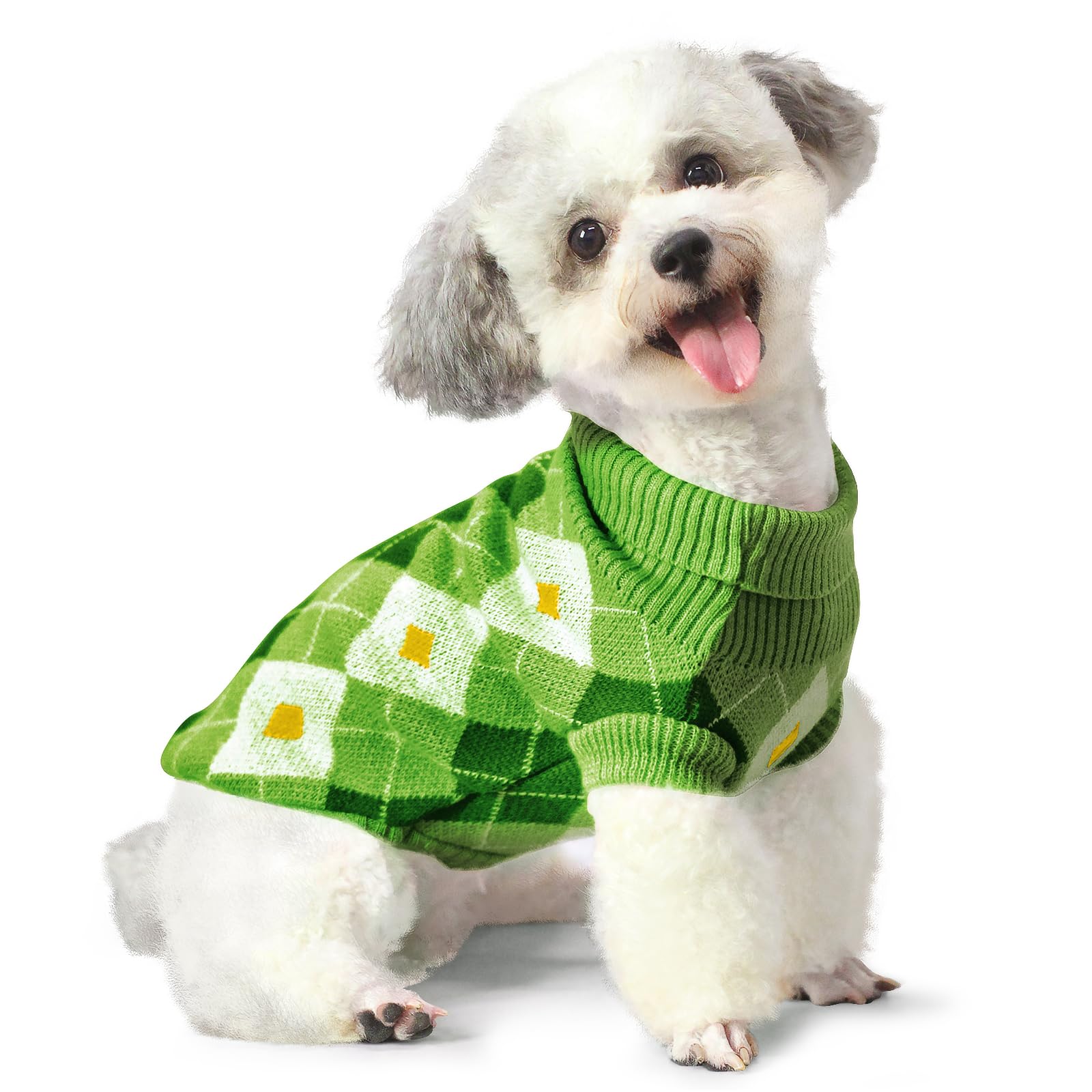 7CDXD Dog Jumpers, Dog Jumpers Small, Dog Sweater, Puppy Jumpers For Small Dogs, Dog Clothes for Puppy Yorkie Chihuahua Warm Sweater Winter Clothes（M Back Length:12"/Green)