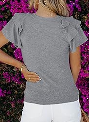 SHEWIN Womens Summer Tops 2025 Ruffle Short Sleeve