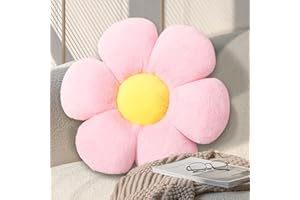 KUCCO-PILLOW 17.7 Inch Pink Flower Pillow – Daisy Shaped Cute Decorative Throw Pillow, Soft Floral Seating Cushion Floor Pillows for Sofa, Bed, Chair & Room Decor