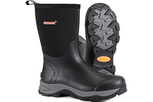 Showave Men's Rubber Boots Durable Waterproof Insulated Rain Boot Neoprene Heavy-duty Mud Outdoor Garden Working Hunting Boot