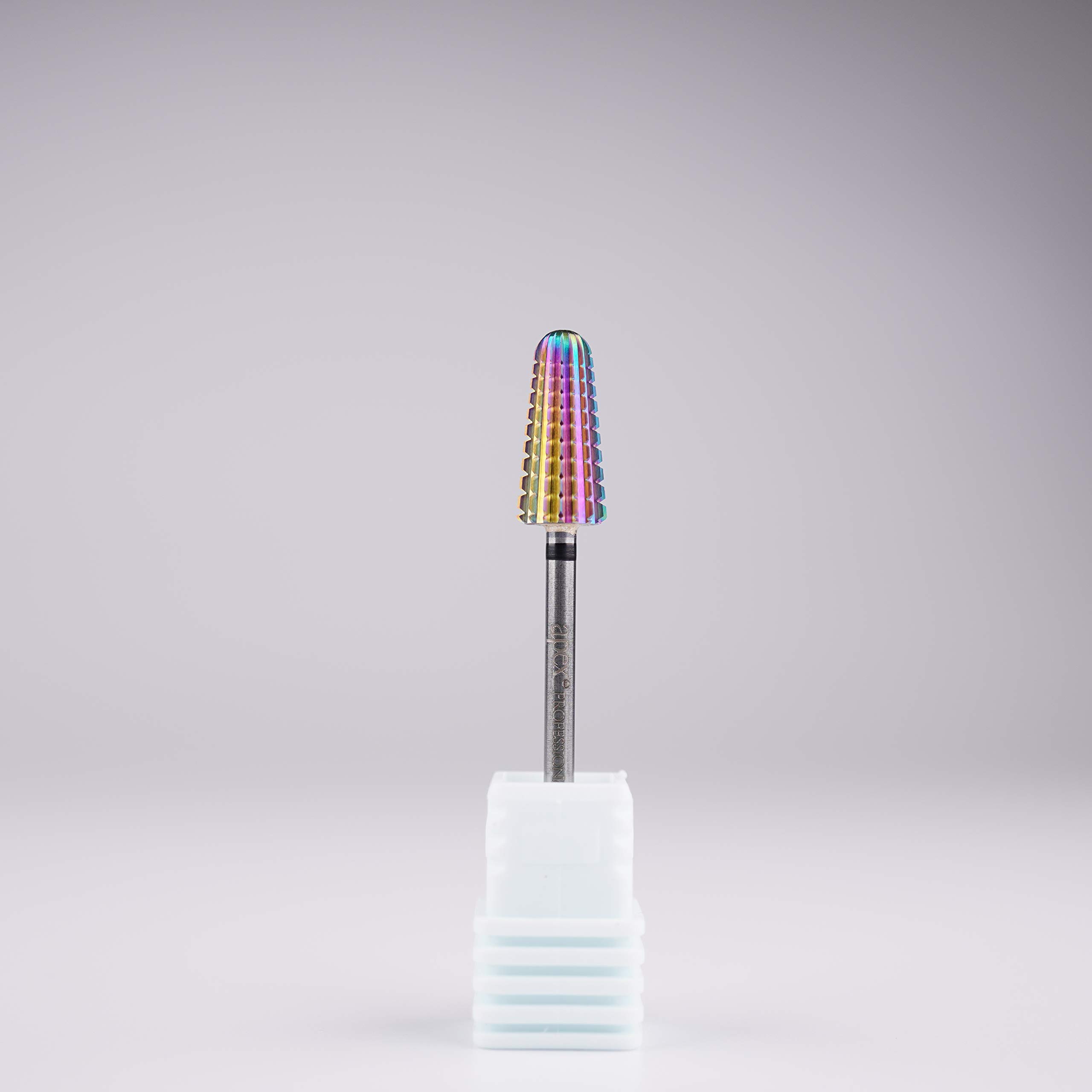 Apex® Professional Tungsten Carbide Electric Nail Drill Bit 3/32 inch, 2.35mm Shank for Gels, Acrylics, Nail Art, Manicure, Pedicure, Salon Professional Nails (Volcano Rainbow 2 Way) (Extra Coarse)