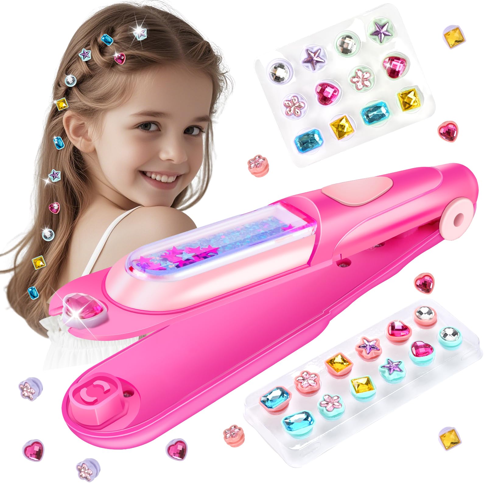 Photo 1 of kidzkube Kids Hair Gem Stamper Kit, Bling Hair Jewels for Girls Toys, Quick Gems Hair Jeweler, Hair Styling Tool with Reusable Shining Diamonds, Birthday Gifts Toys for Girls Ages 3 4 5 6 8-12