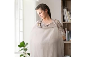 COIIJOII Plus Size Muslin Nursing Cover for Baby Breastfeeding, Breathable Privacy Breastfeeding Cover with Rigid Hoop for Mother Nursing Apron, Multi-use Carseat Canopy