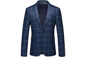 KUDMOL Men's Plaid Blazer Sport Coats Jackets Slim Fit Lightweight Casual Checkered Blazer for Men