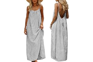 Backless Cami Dress, Womens Lounge Backless House Home Dress Sleeveless Spaghetti Strap Back Tie Sundress Beach Vacation