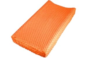 QUENESS Baby Changing Pad Cover, Super Soft Plush Dot Diaper Changing Table Covers for Baby Girls and Boys, Ultra Comfortable, Safe for Babies, Fit 32"/34'' x 16" Pad (Orange)
