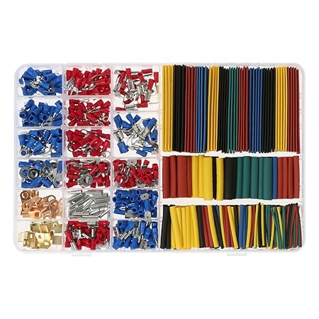 KKmoon 678 Stücke Schrumpfschlauch Kabelschuhe Set, 350 TLG 17 Arten Steckverbinder Flachstecker Flachhälse, 328 Pcs Polyolef