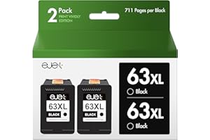 ejet Remanufactured 63XL Black Ink Replacement for HP 63XL Black Ink Cartridge, High Yield Work with OfficeJet 3830 4650 5255