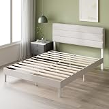 Zinus Piper Double Upholstered Bed Frame with Headboard 135 x 190 cm Off White view 10